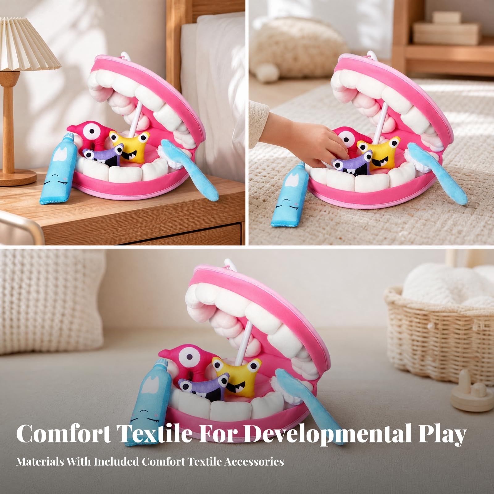 Giocattolo Educativo Adatto Ai Bambini Giocattolo Educativo con Spazzolino e Filo Inter di Peluche Decorativo per Apprendimento Prescolare