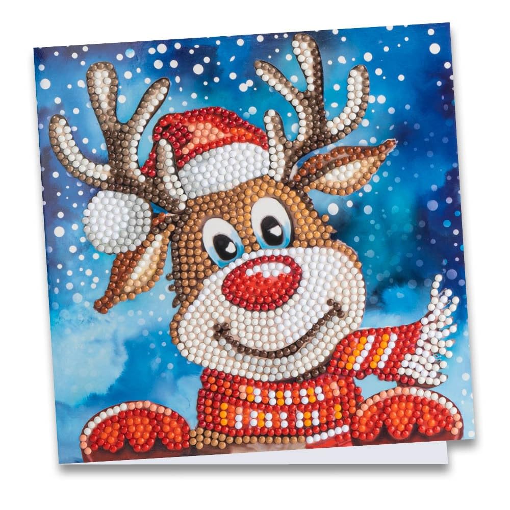 Ideen mit Herz Diamond Painting Greeting Card | 16 x 16 cm | 370 gsm | Includes Envelope & Tools (Reindeer Rudolph)