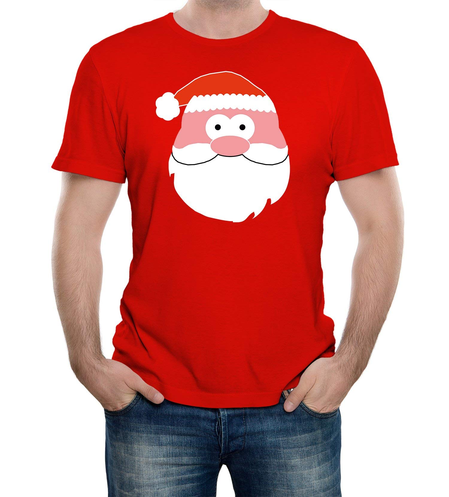 Reality Glitch Men's Red Santa Face T-Shirt (S, )