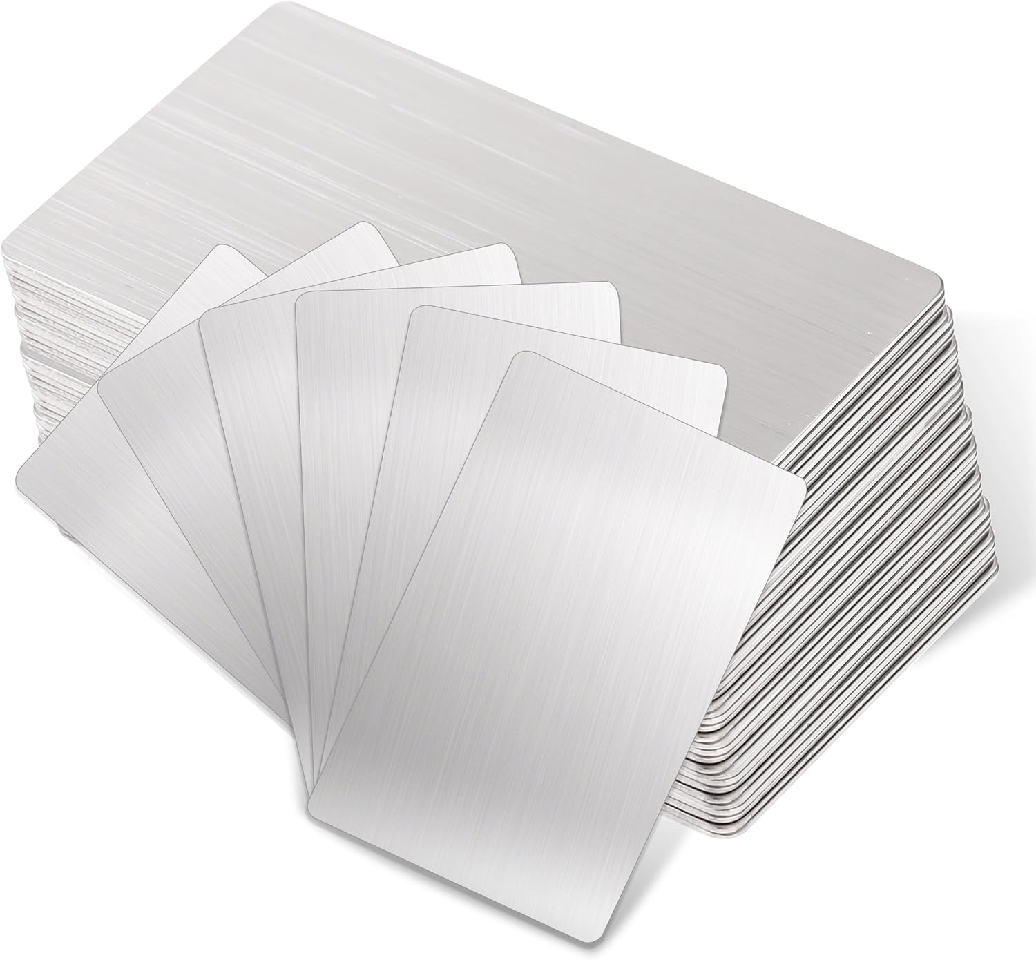 Blank metal business cards Stainless steel metal business cards for laser engraving 3.35 x 2inches Sublimation blank stainless card for House Office Customer DIY Supplies,Silvery (Silver -36Pcs)