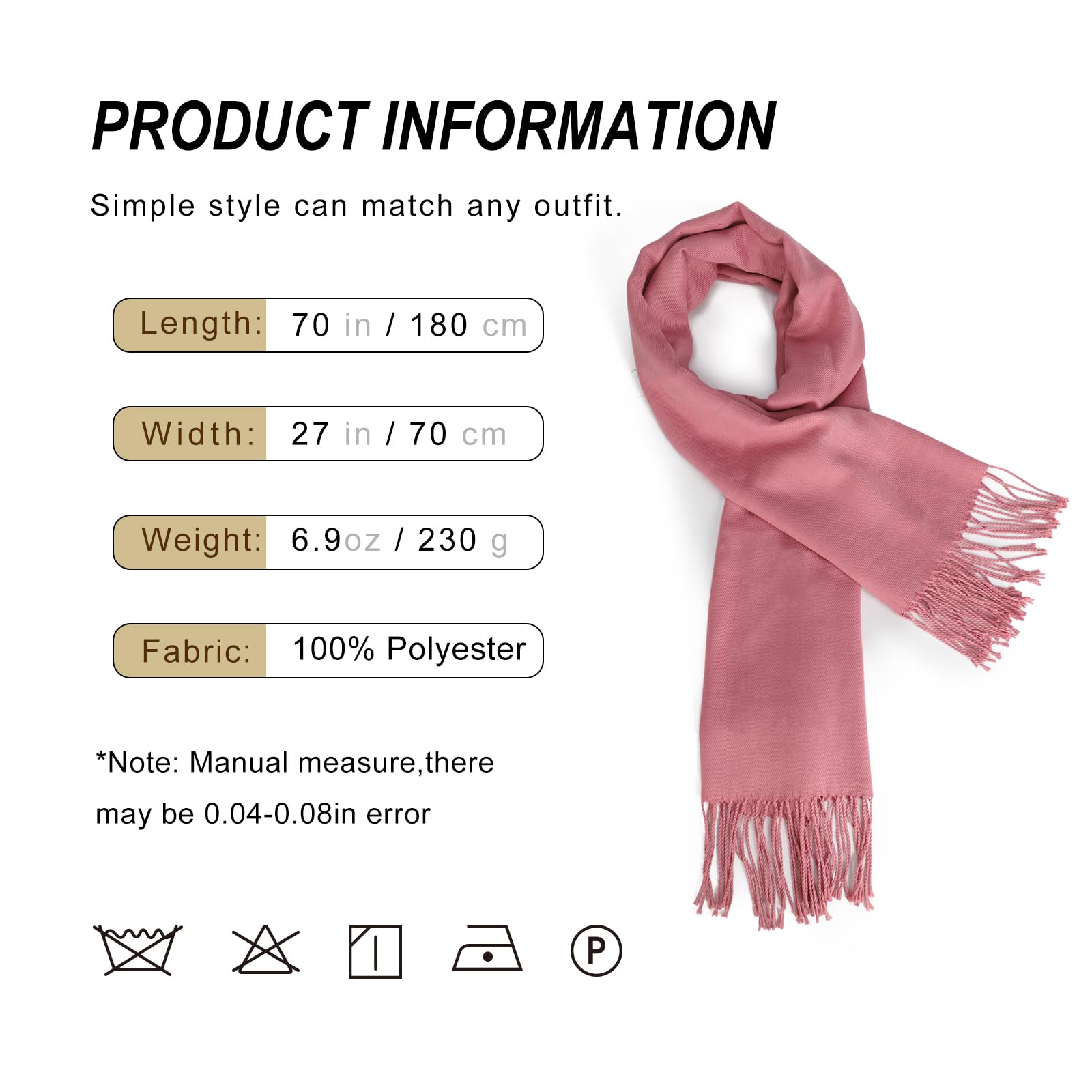 Sumato Sciarpa da donna autunno inverno confezione da 2 – Sciarpa leggera oversize con effetto cashmere – Morbide sciarpe lunghe da donna in rosa e grigio