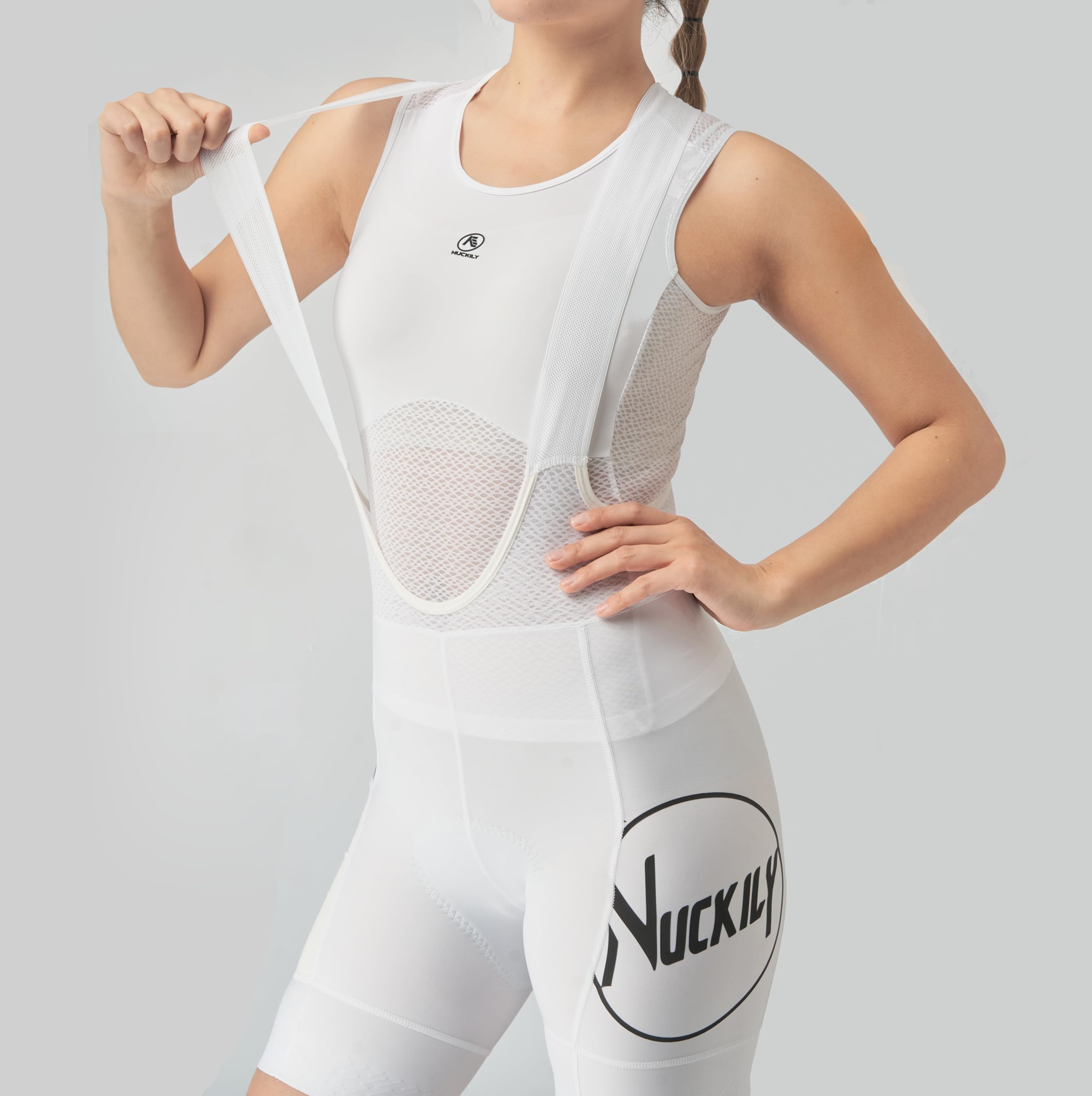 NUCKILY Salopette da ciclismo da donna, con pettorina imbottita di grado professionale, traspirante, con tasca, per gravel mountain riding