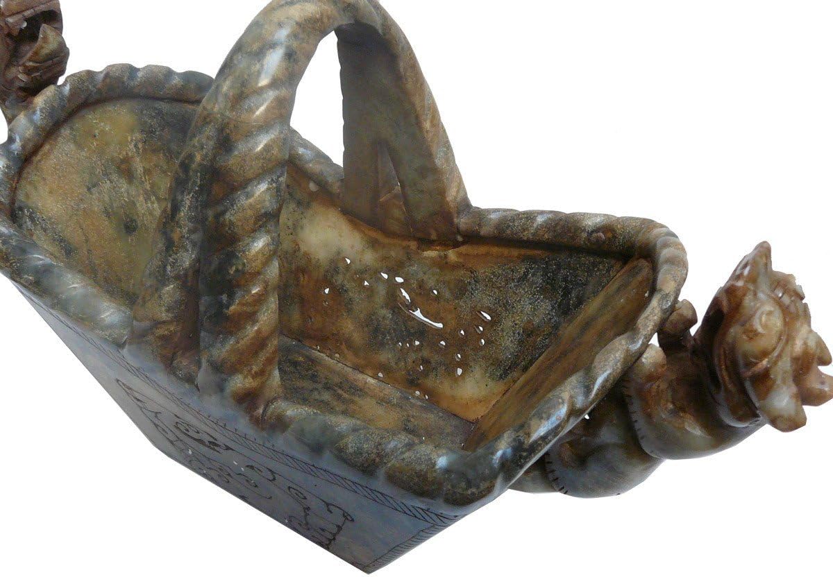 Chinese Oriental Jade Stone Carved Pixiu Basket Figure acs057