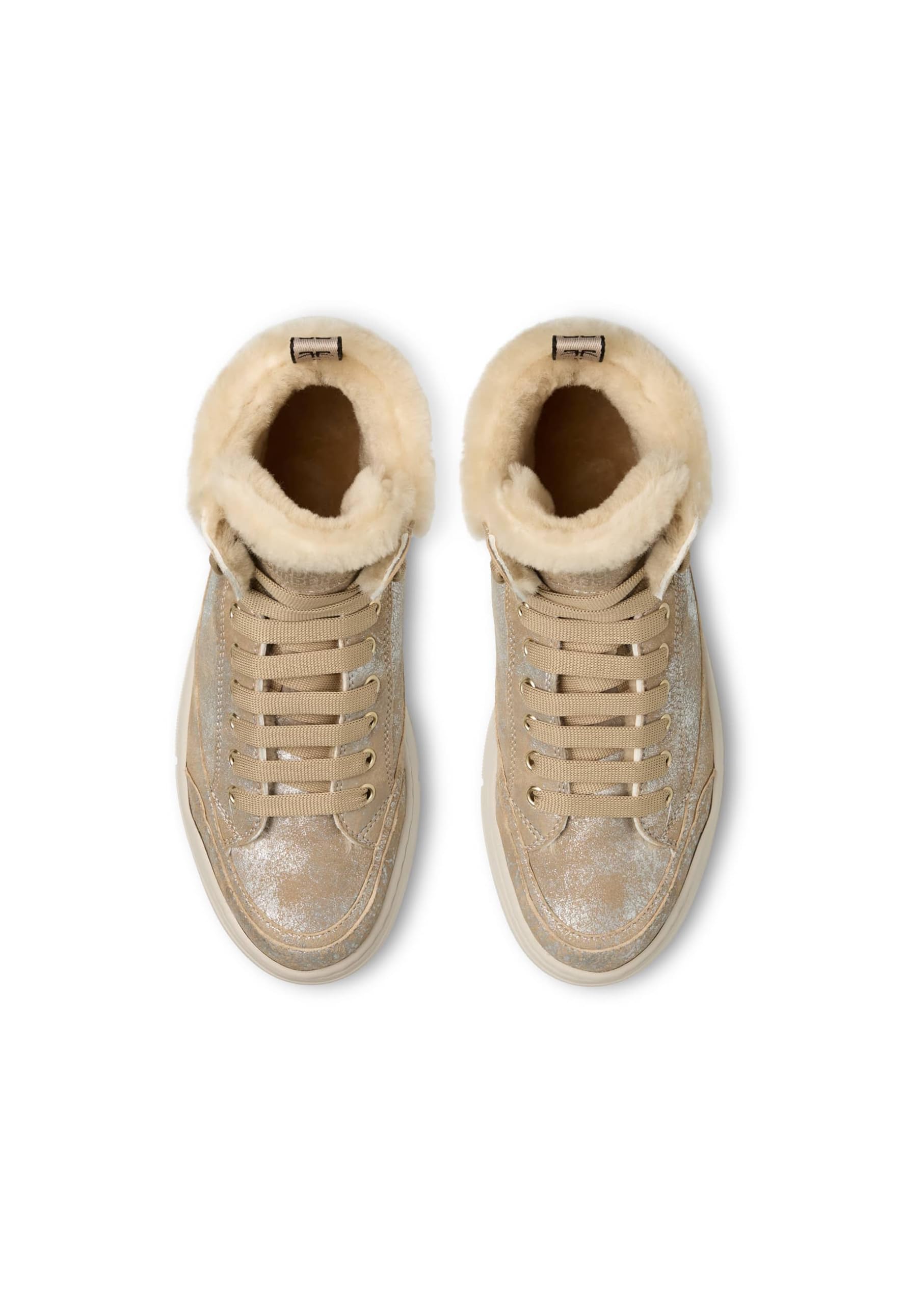 Candice Cooper Vela Mid Fur Metallic Brushed Goat/Shearling Silver-Vanilla, Oxford Plano Mujer