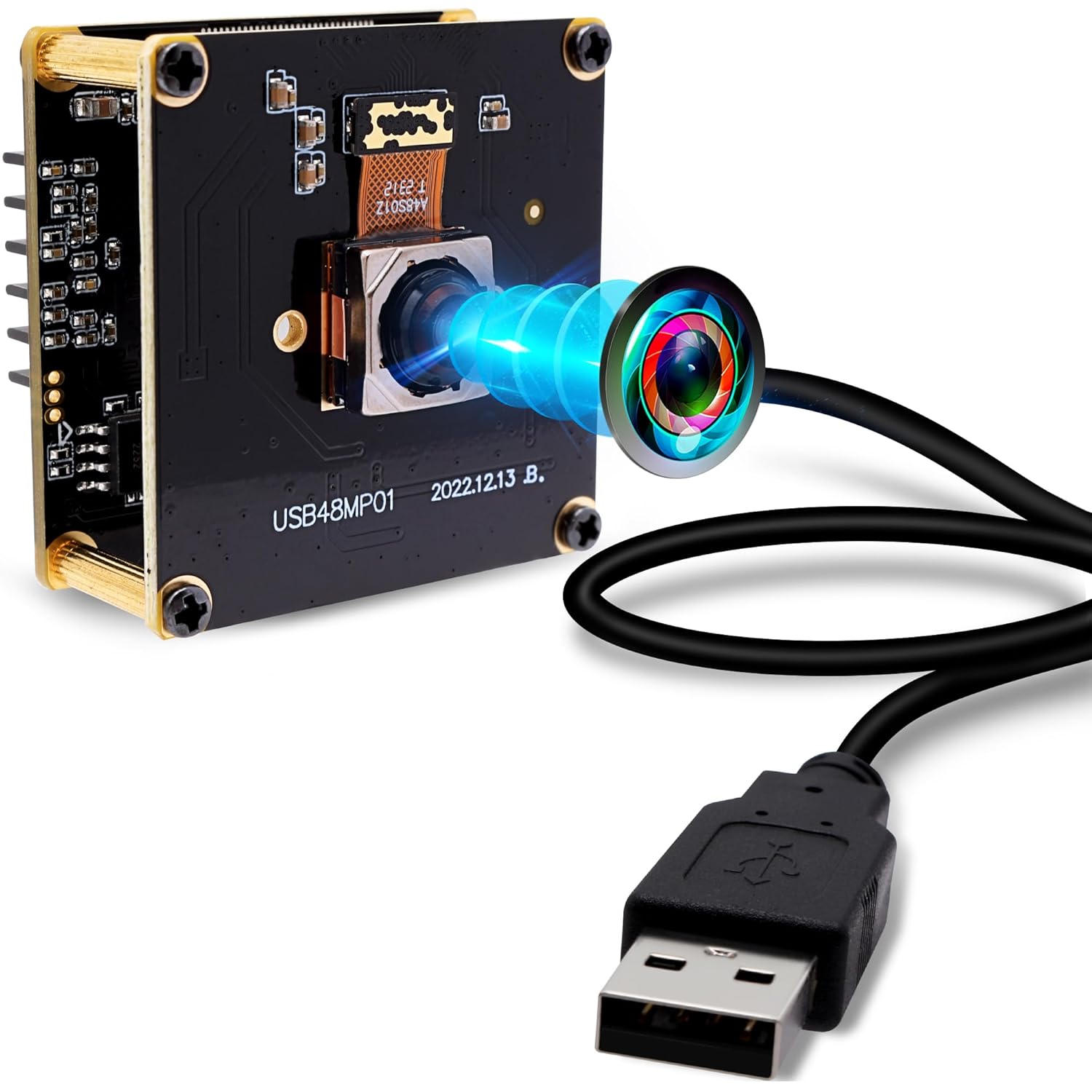 IFWATER 48MP USB Camera Module, Ultra HD 8000×6000 Webcam, 70 Wide Angle, Auto Focus, Plug & Play for Laptop, Raspberry Pi, Jetson Nano
