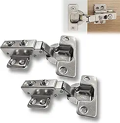 2x Dobradiça Baixa 35mm Reta C/Amortecedor Pistão Porta de Armário Cozinha Guarda Roupa Móveis de Madeira Caneco de 32mm Dobradisa Dobradica 35mm