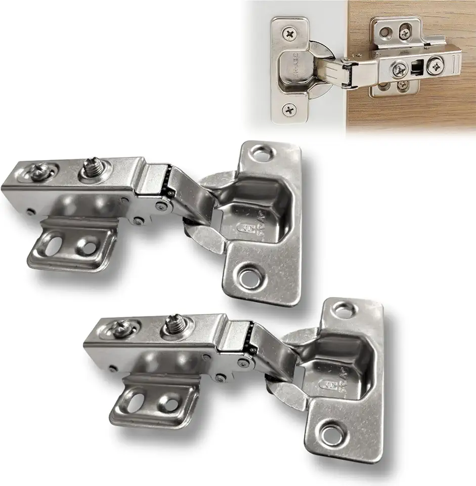 2x Dobradiça Baixa 35mm Reta C/Amortecedor Pistão Porta de Armário Cozinha Guarda Roupa Móveis de Madeira Caneco de 32mm Dobradisa Dobradica 35mm