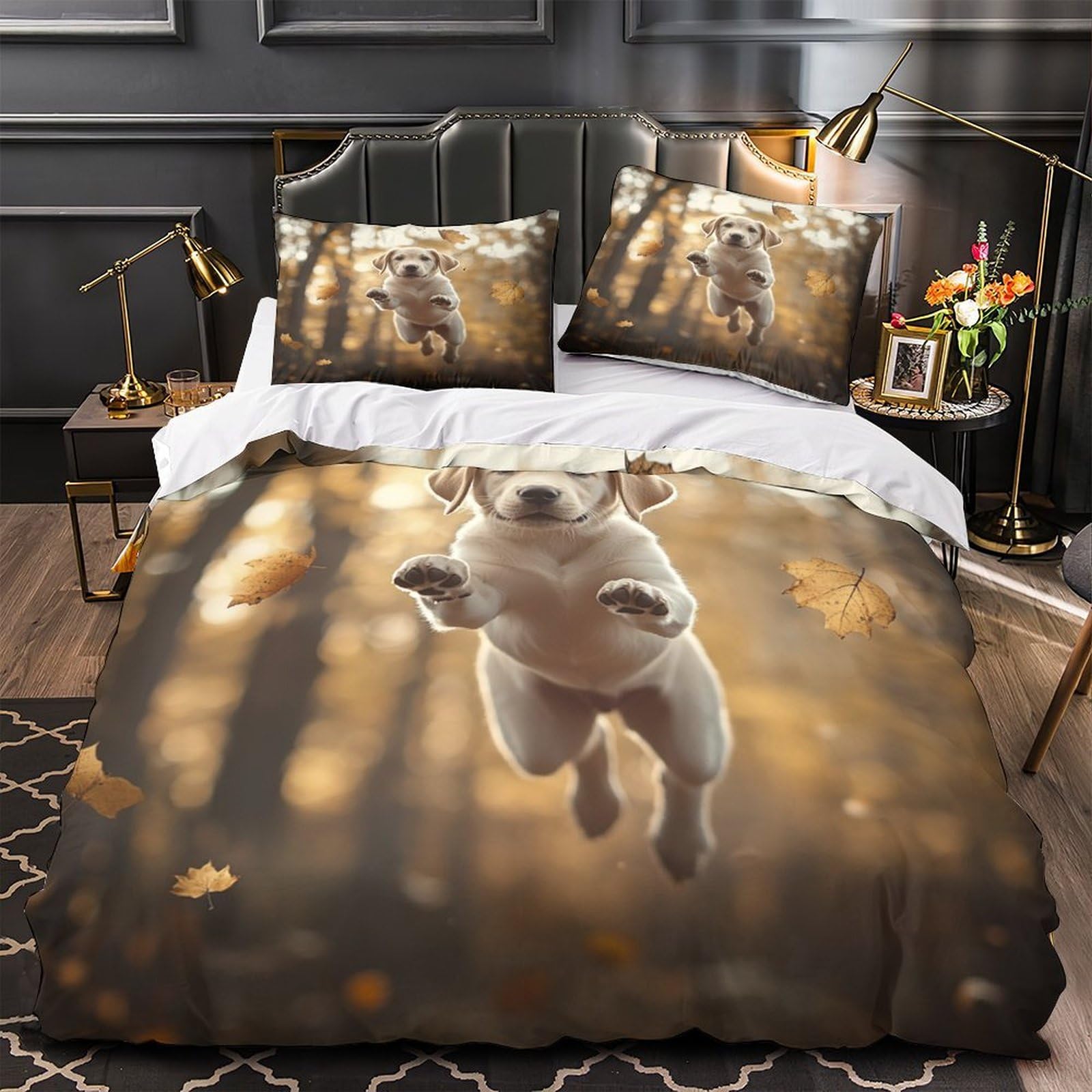 Housse de couette chiot magicien en microfibre résistante et durable double 200x200cm