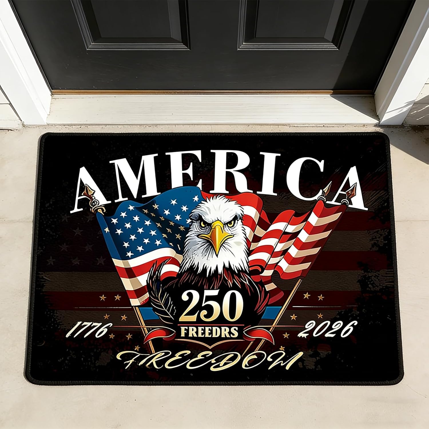 250 Anniversary USA Door Mat, 250 Door Mat, Non-Slip Washable Eagle Rug for House Office Outside Inside Entrance Decor (F,23 * 35in)