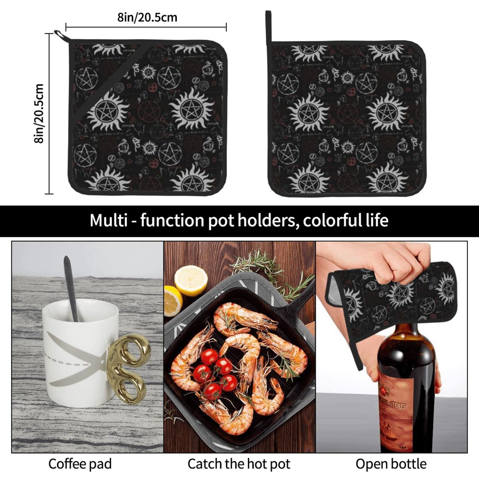 Gants De Cuisine Et Maniques – Motif Supernatural Noir, Résistants à La Chaleur, En Polyester Imperméable