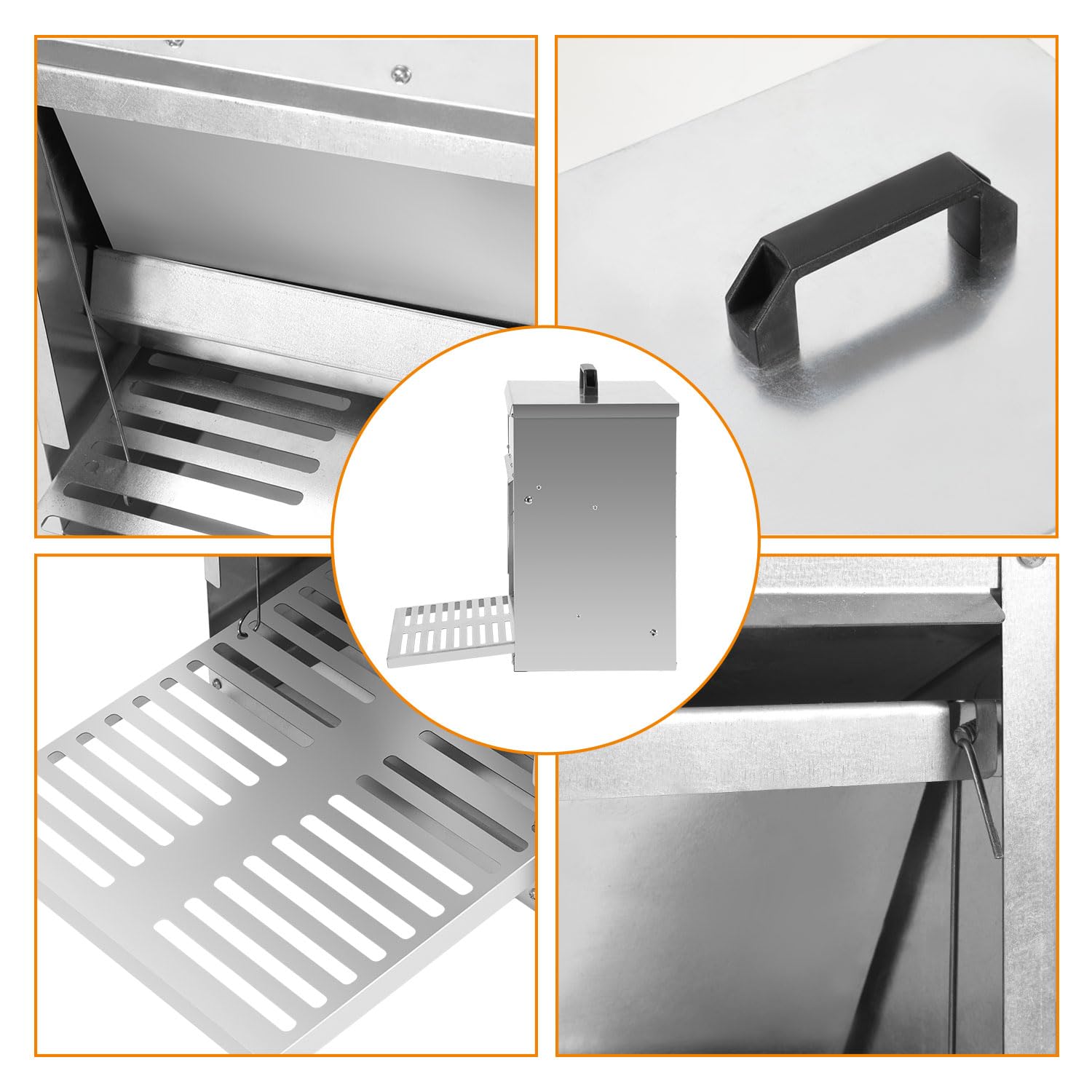 3 comederos automáticos para pollos con placa de estribo, tapa, 5 kg galvanizado, comedero para pollos, resistente al agua, comedero para gallinas, accesorio ideal para gallinas