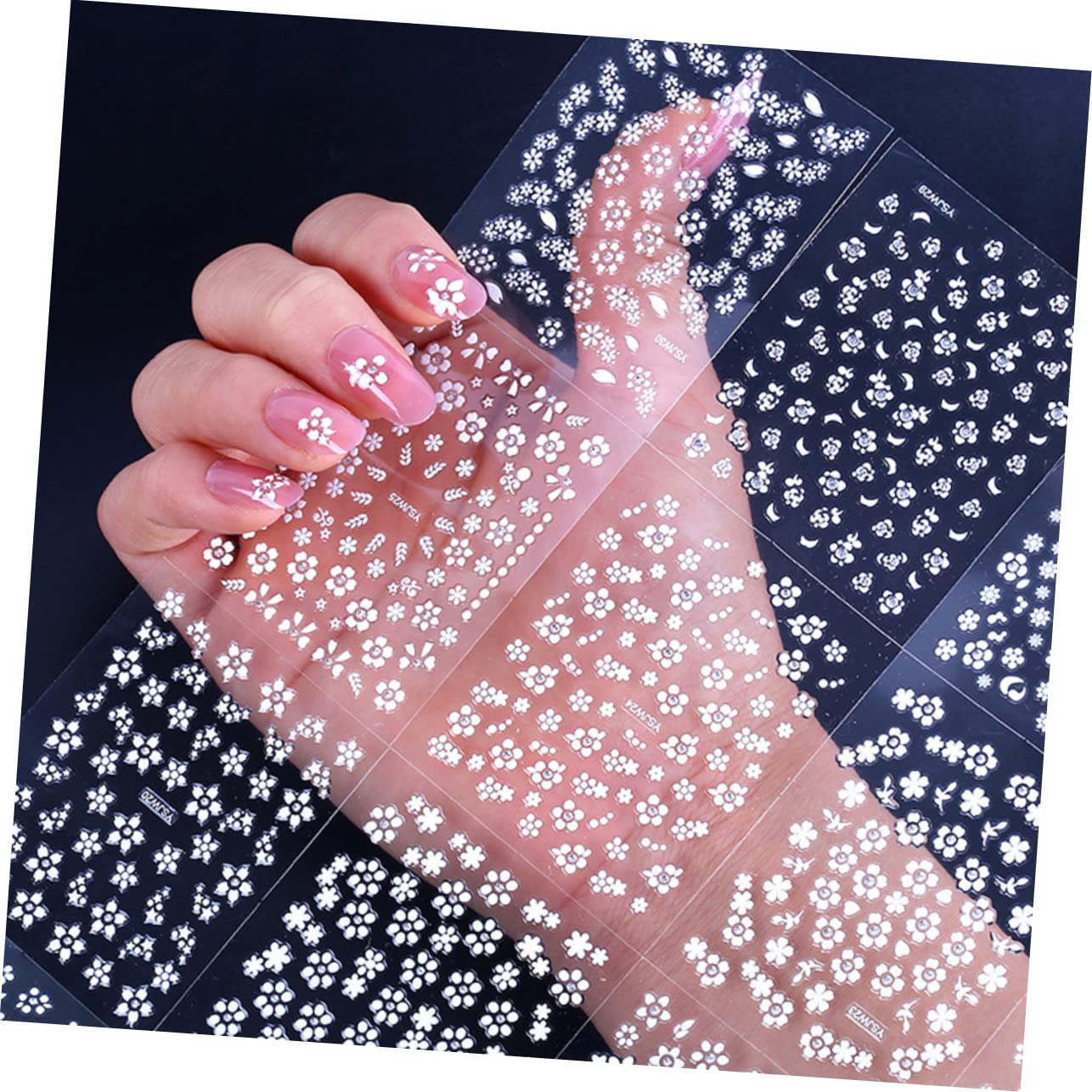 VALICLUD 5 Set Adesivi Per Unghie Fiori Giapponesi Nail Art Stickers Per Decorazioni Manicure Facili E Pratiche 30 Fogli*5