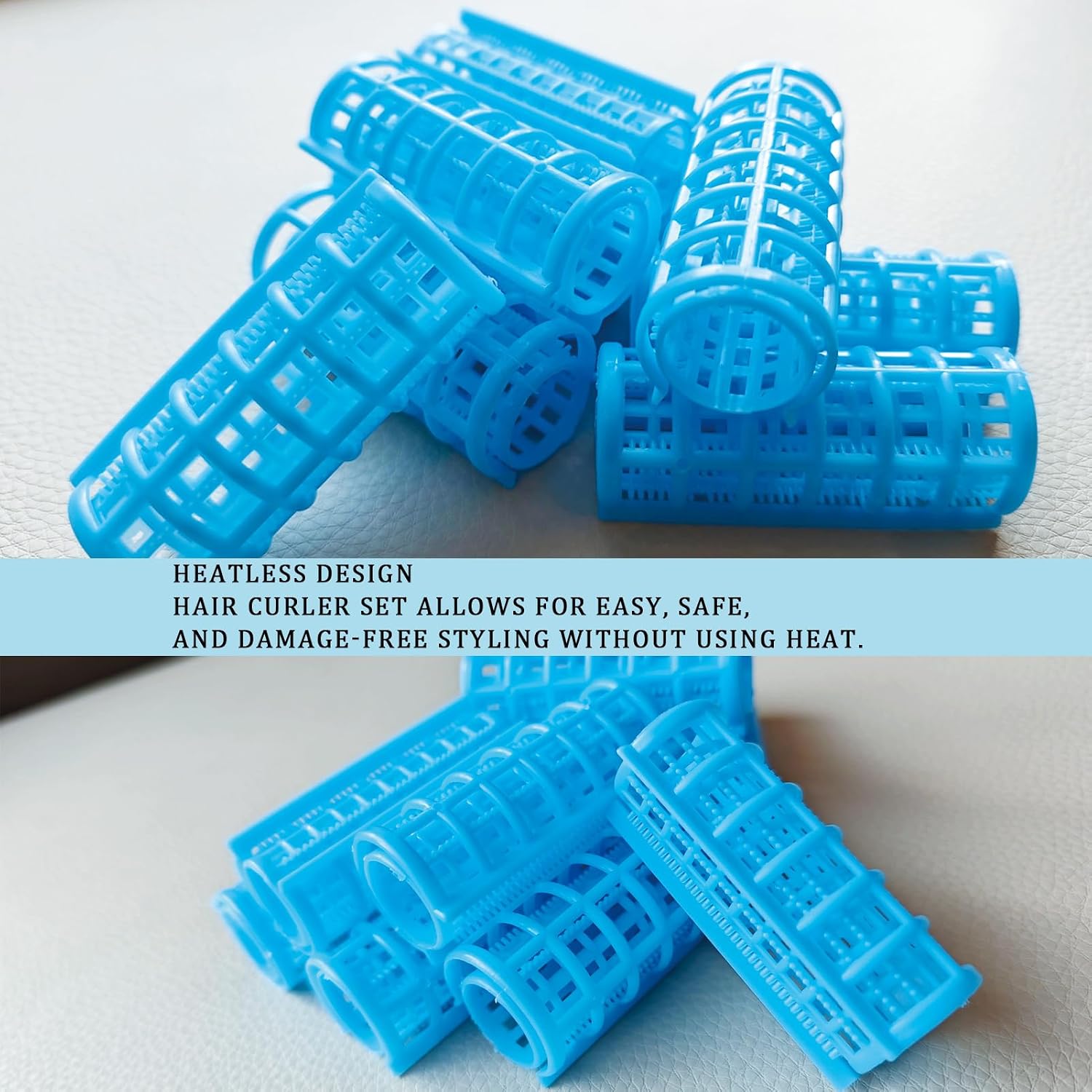 20 Pack Snap Hair Rollers, Plastic Hair Rollers Set 0.98Inch/2.5cm Heatless Snap-on Rollers for Fine Thin hair Self Grip Roller for DIY Hair Styling and Salon Use（SIZE L BLUE）