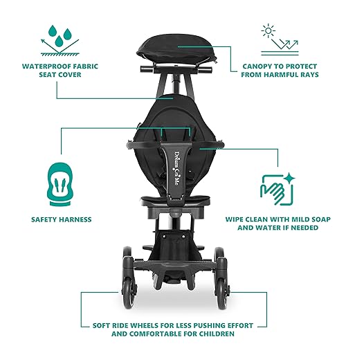 Miniatura 4 de Dream On Me Drift Rider - Cochecito con toldodiseño resistente, rotación de ángulo 360plegado compactoruedas de conducción suaveprotección solar en
