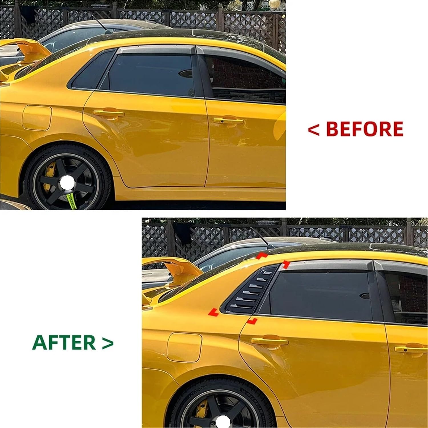 for Subaru Impreza WRX STI 2011-2014 2X Car Rear Louver Window Side Shutter Cover Trim Sticker Vent Scoop ABS Carbon Accessories(Gloss Black)