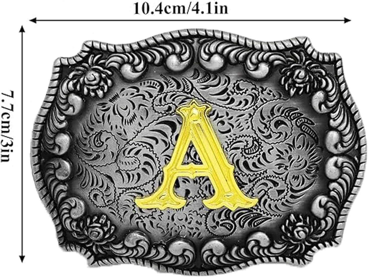 Western Belt Buckle Cowboy Rodeo Large Belt Buckles with Initial Letter ABCDEFG to Z for Men Women