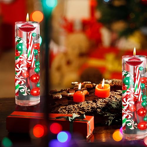 Miniatura 4 de Huaerle 7084 piezas de relleno de jarrón de Navidad, relleno de jarrón de bastones de caramelo de plástico acrílico, velas de Navidad flotantes,