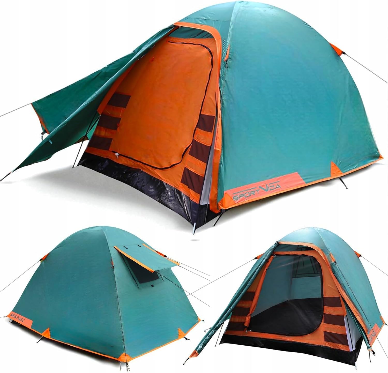 Sportvida Campingzelt mit Vorraum, 2-3 Personen, Iglu-Zelt (doppelwandig), Kuppelzelt, wetterfester Eingang, Mückenschutz, Wasserdicht, (2 Personen, Grün)