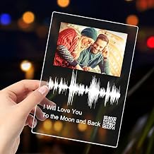 Amlion Soundwave Art Custom Gifts,Personalised Sound Wave Artwork Acrylic Photo Plaque with QR Code