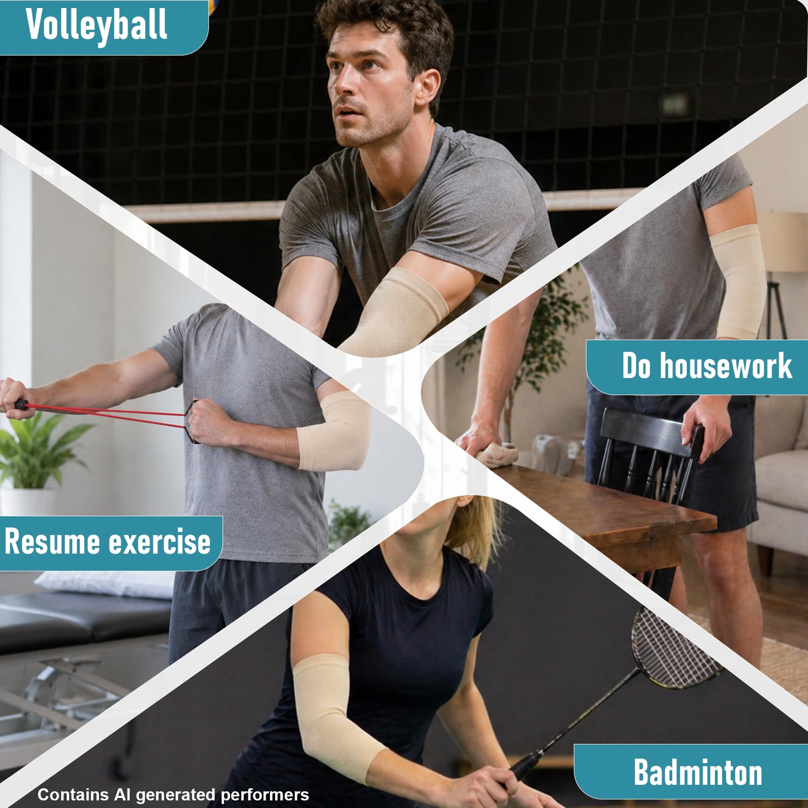 2 PCS Ellenbogenbandage, Kompression Ellenbogen Bandage, Ellenbogenschoner Damen Herren für Sport, Arthritis, Sehnenentzündung, Ellenbogen Sportverletzungen (Hautfarben, L)