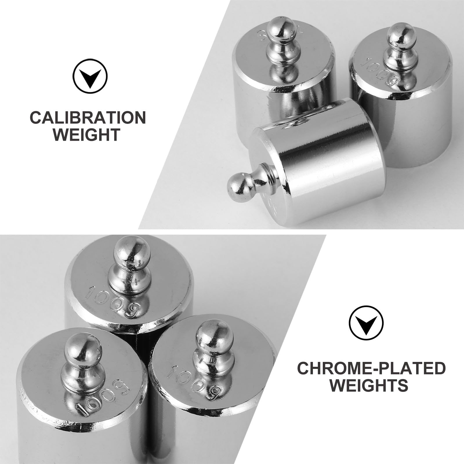3 Pesas de Calibración para Calibrar Básculas de Acero Plata Pinzas, Peso Preciso para Balanzas Electrónicas en Laboratorio y Cocina