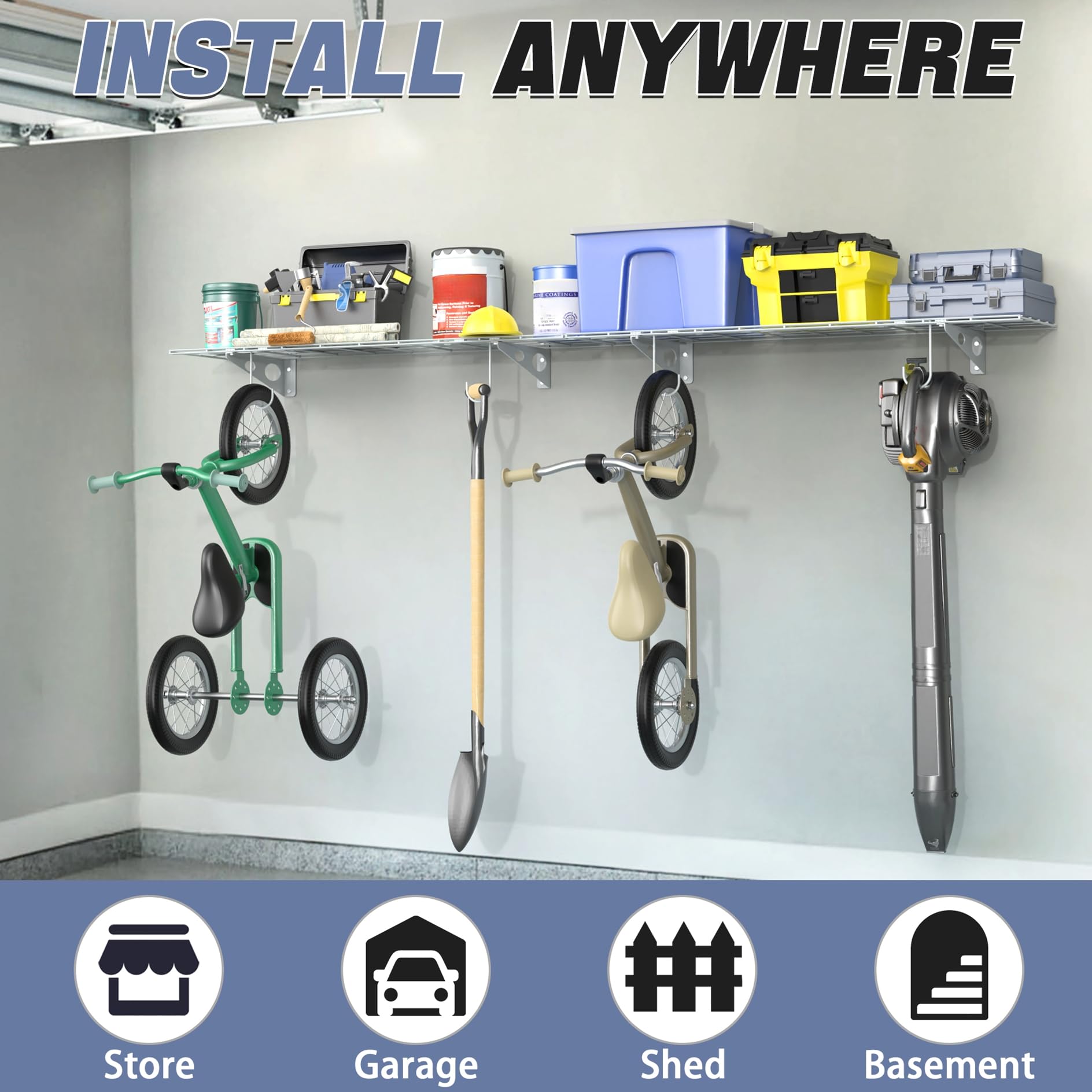 Amazon.com: WALMANN 2-Pack Garage Wall Shelves, 1 x 4 ft/12 * 48