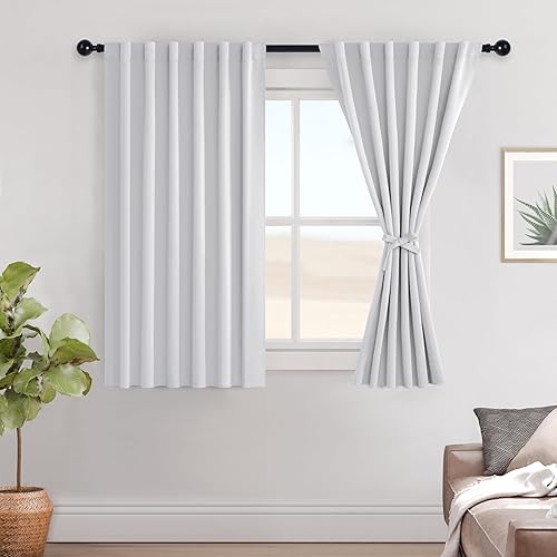 Miniatura 34 de Hiasan Cortinas opacas blancas extra anchas para dormitorio, cortinas opacas térmicas extra anchas de 72 pulgadas de largo, con pestaña trasera,