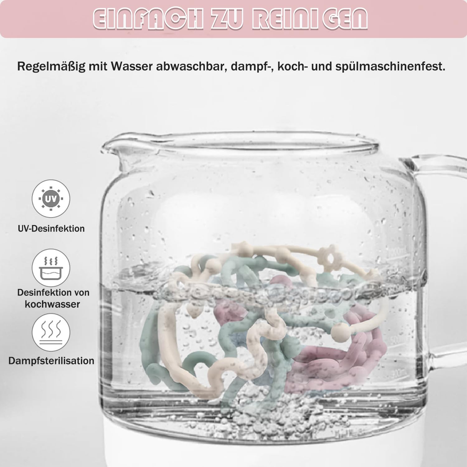 Silikon Kinderwagenkette Cup Catcher Trinkbecher Halteriemen BPA-frei Blume 4 Stück