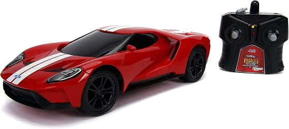 Jada Toys Hyperchargers Heat Chase Radio Control Vehicle - Twin Pack with USB Charging (2Piece), 1: 16 Scale, 2015 Dodge Charger SRT Hellcat & 2017 Ford Gt