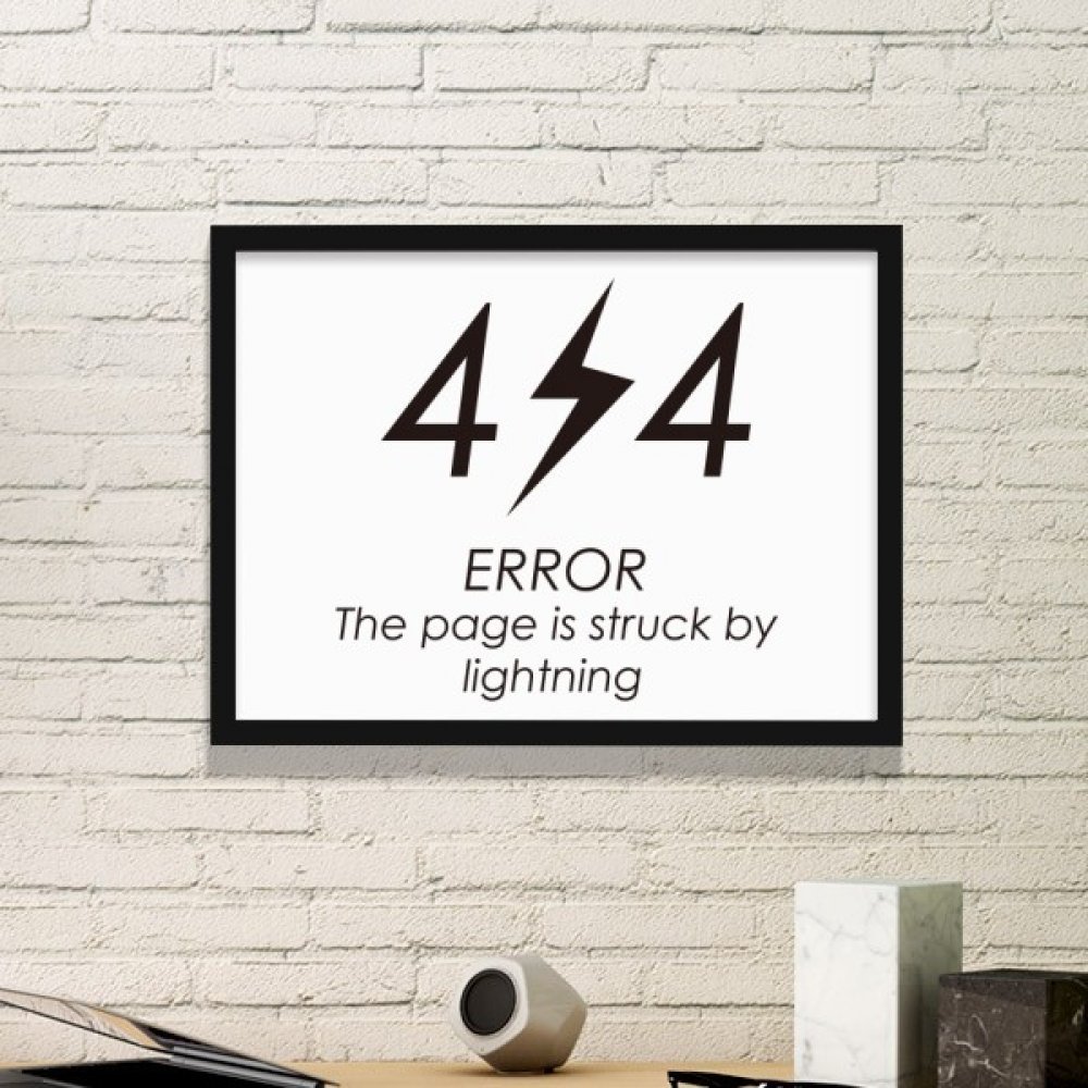 Cadre photo noir d'erreur 404 foudre pour décoration murale de maison