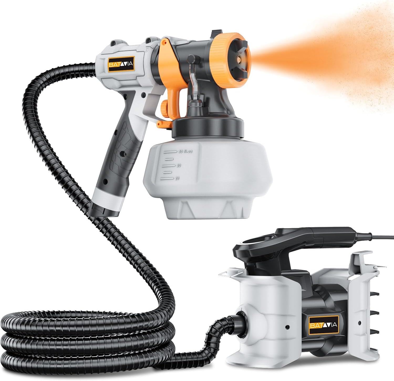Upgraded Paint Sprayer-BATAVIA 700W HVLP High Power Spray Paint Gun with 6FT Air Hose, 4 Nozzles & 3 Patterns, Paint Sprayer for House Painting,Furniture,Cabinets,Fence,Walls,DIY Projects,etc