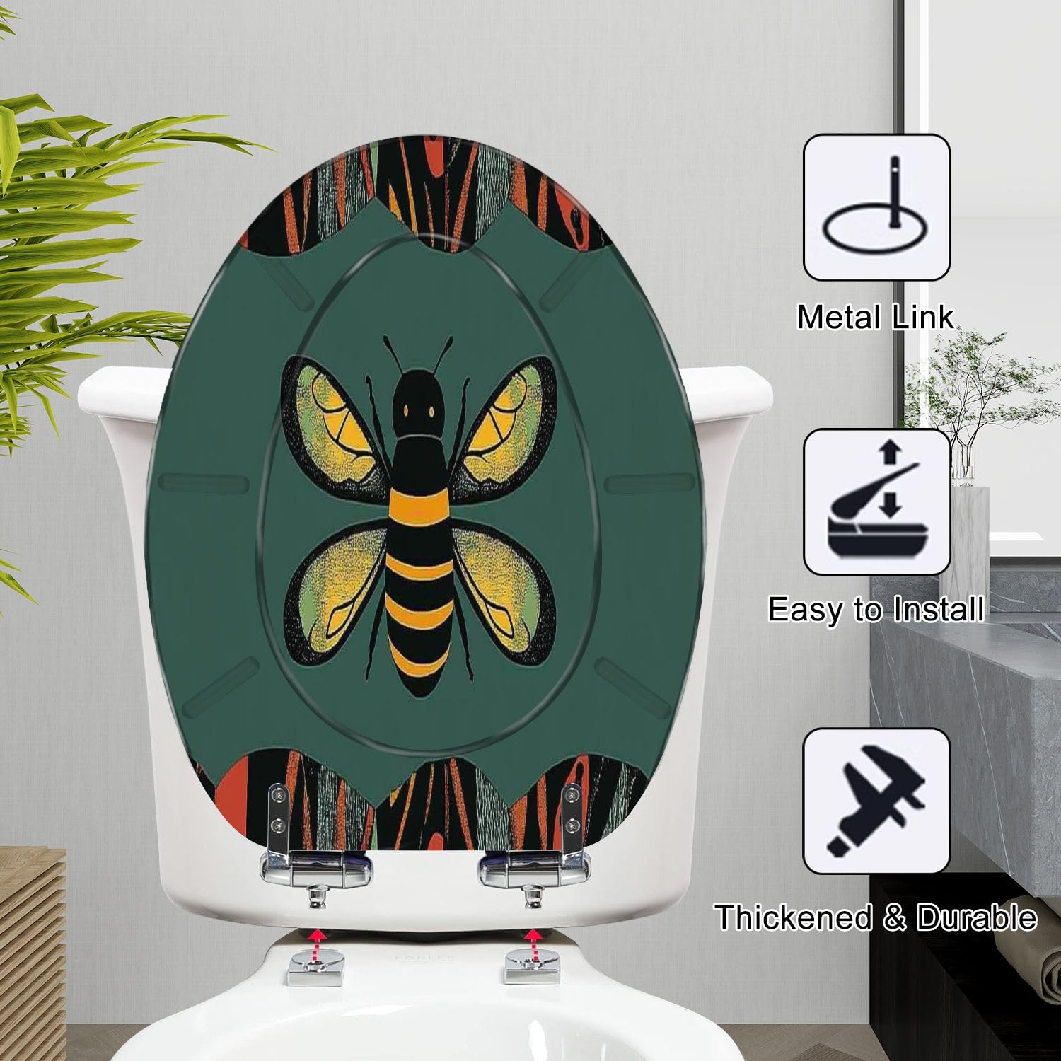 Asiento de inodoro alargado genérico con tapa para baño