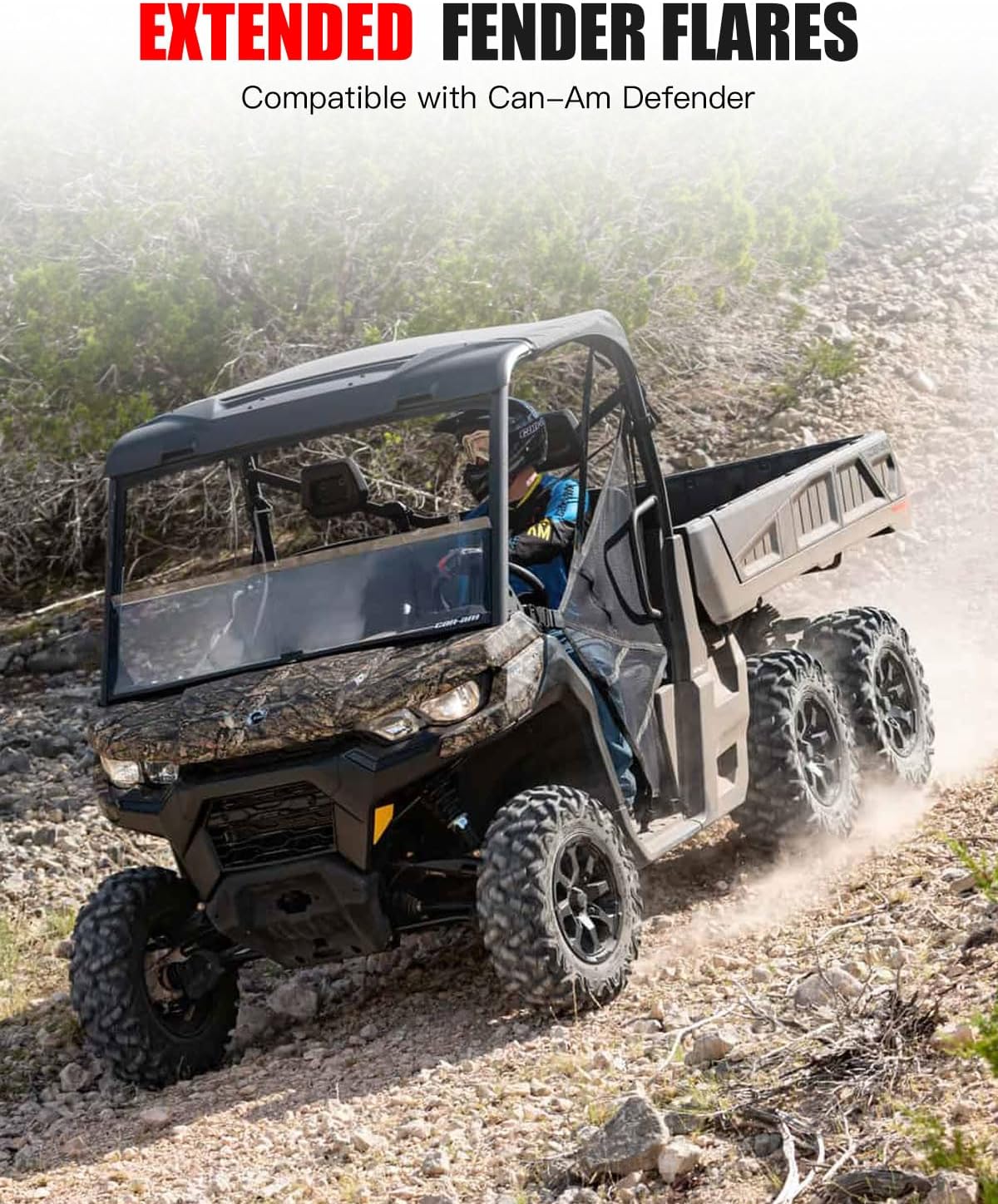 Fender Flares for Can Am Defender, Extended Front Rear Mud Flaps Kit UTV Mud Guards Extension for Can Am Defender HD5 HD8 HD10 MAX 2016-2025 Accessories Replace #715006821 715002424 715006822