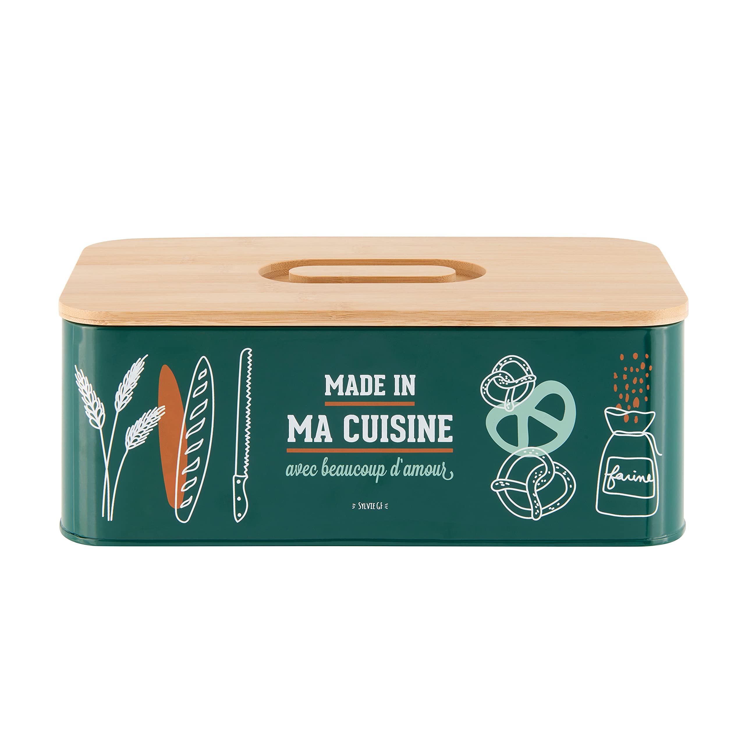 DLP Caja de pan con tapa de bambú, fabricada en Ma Cuisine
