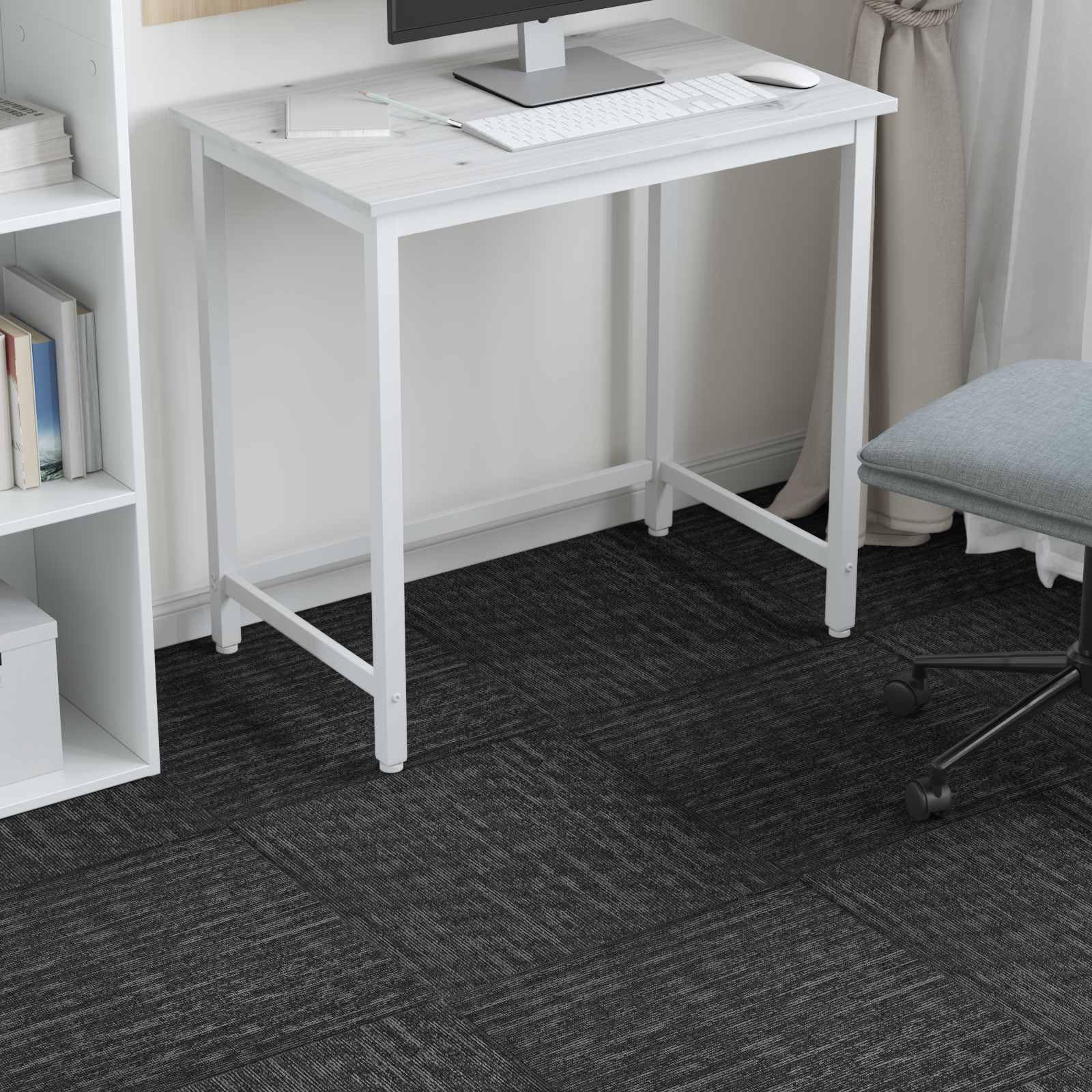 Juego de 36 azulejos de moqueta gris oscuro, 50 x 50 cm, resistente alfombra de polipropileno y betún, 6 mm, placas modulares para salón y dormitorio