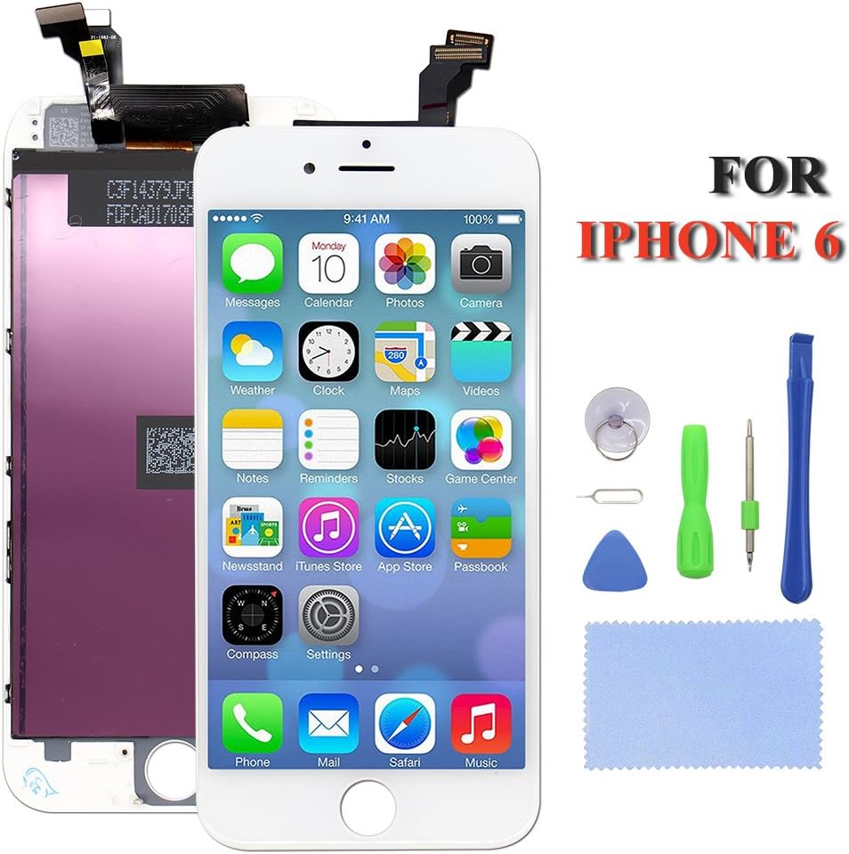 iPhone 6 Screen Replacement LCD Display Touch Screen Digitizer Assembly Screen Replacement for iPhone 6 Full Set With Tools Kit(white)