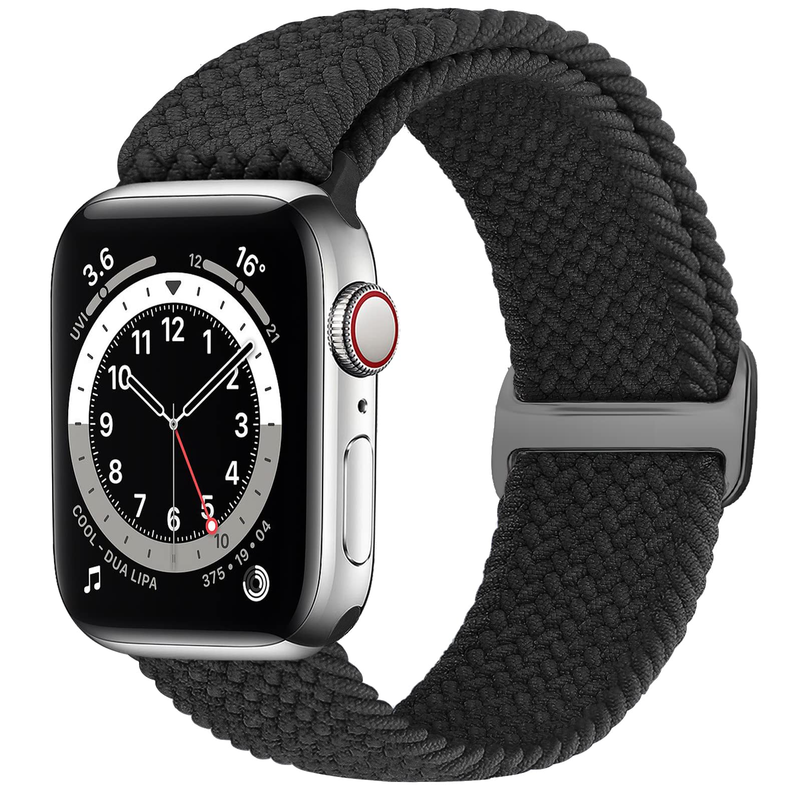 Braided Strap Compatible for Apple Watch Straps 40mm 41mm 38mm 42mm 44mm 45mm 46mm 49mm, Breathable Stretchy Elastic Sport Loop for iWatch SE Ultra 2 Series 10/9/8/7/6/5/4/3/2/1 Black 38mm/40mm/41mm/42mm(Series 10)