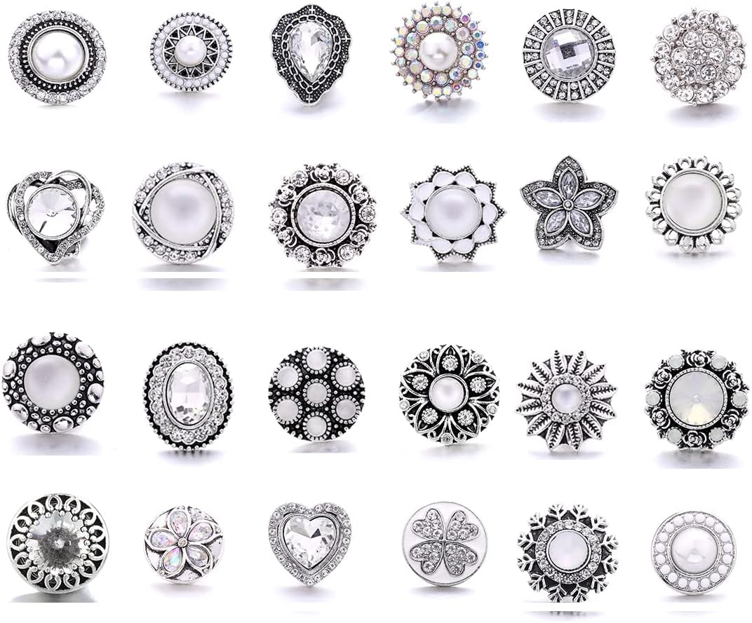 mix 12 pieces lot big chunky snap button jewelry charm fit 18MM 20MM snaps for women (white)
