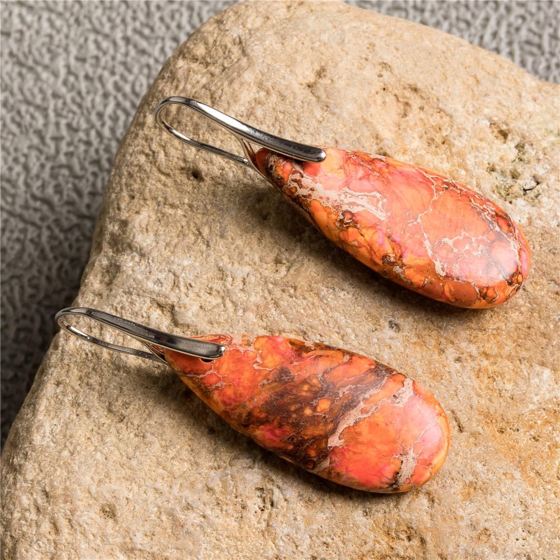 Imperial Jasper Stone Drop Earrings - Image 4