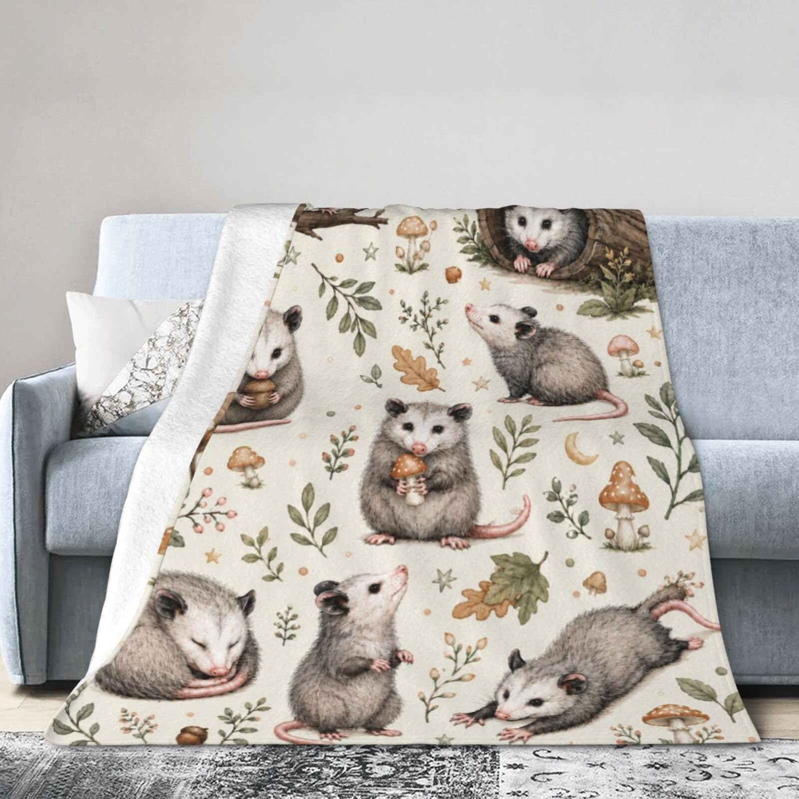 Dynova Cute Opossum Throw Blanket 50"X40"