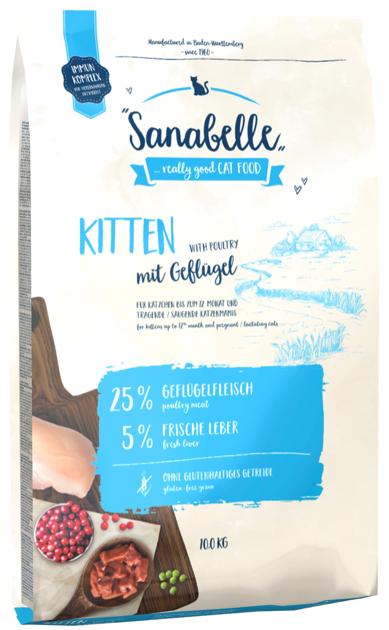 Sanabelle Kitten | Aliments secs pour chats en pleine croissance, en gestation ou en lactation | 1 x 10 kg