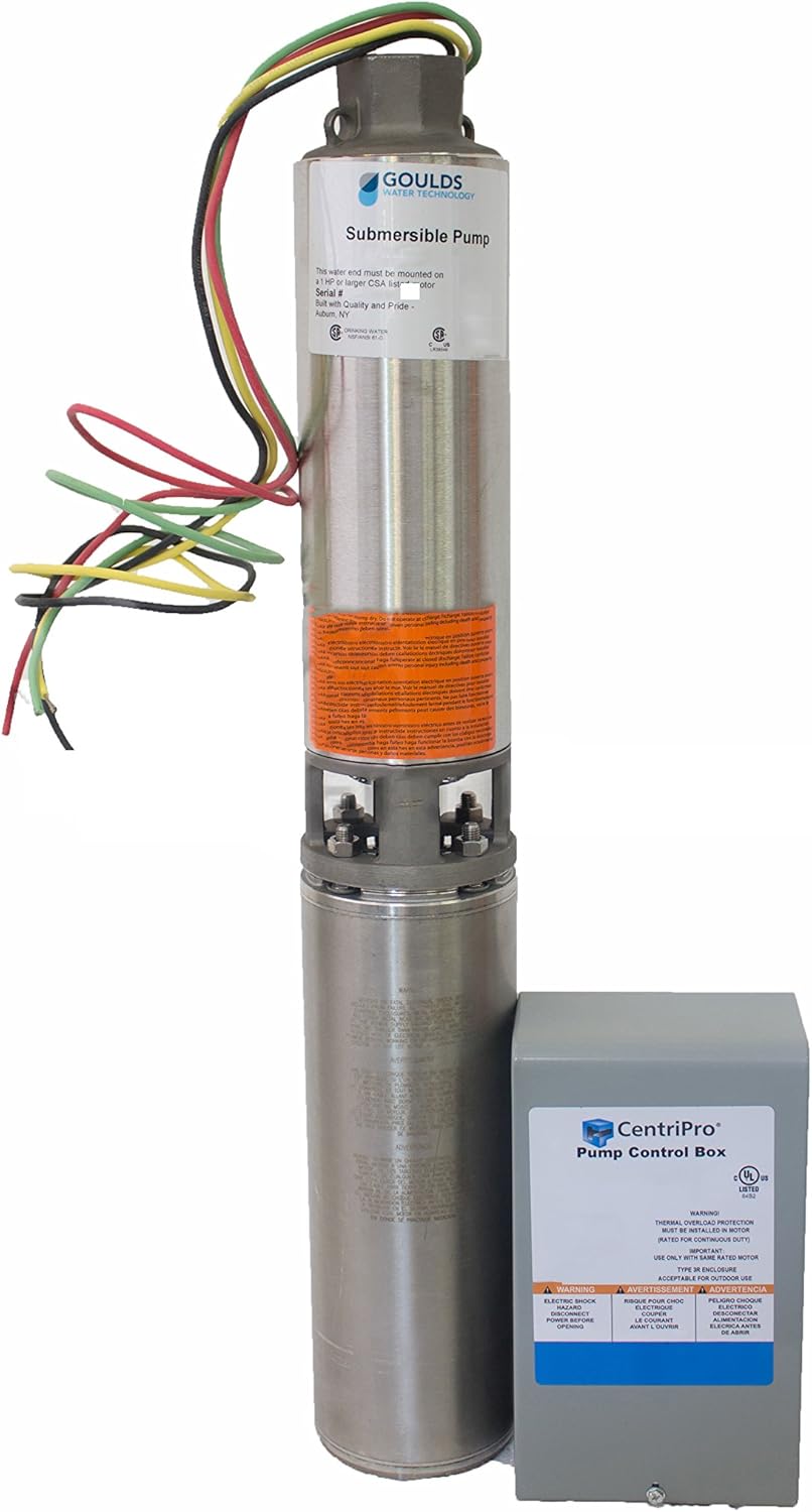Goulds 5GS10412C 3 Wire 1 HP 230V 4" Submersible Water Well Pump with Motor and Control Box