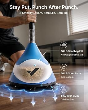 MERACH Punching Bag with Stand, 8 Suction Cups 53-62 Height Adjustable
