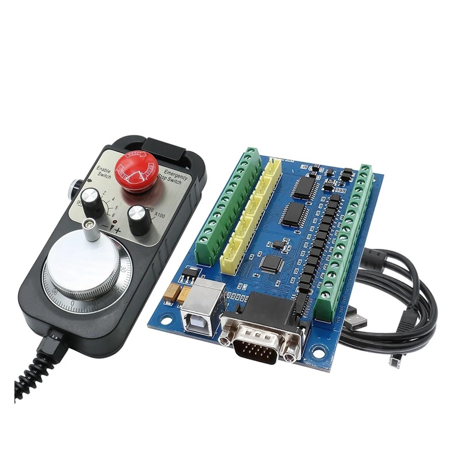 MACH3 5 Axis 100KHz Motion Controller STB5100 Card Breakout Board With 6 Industrial MPG Handwheel