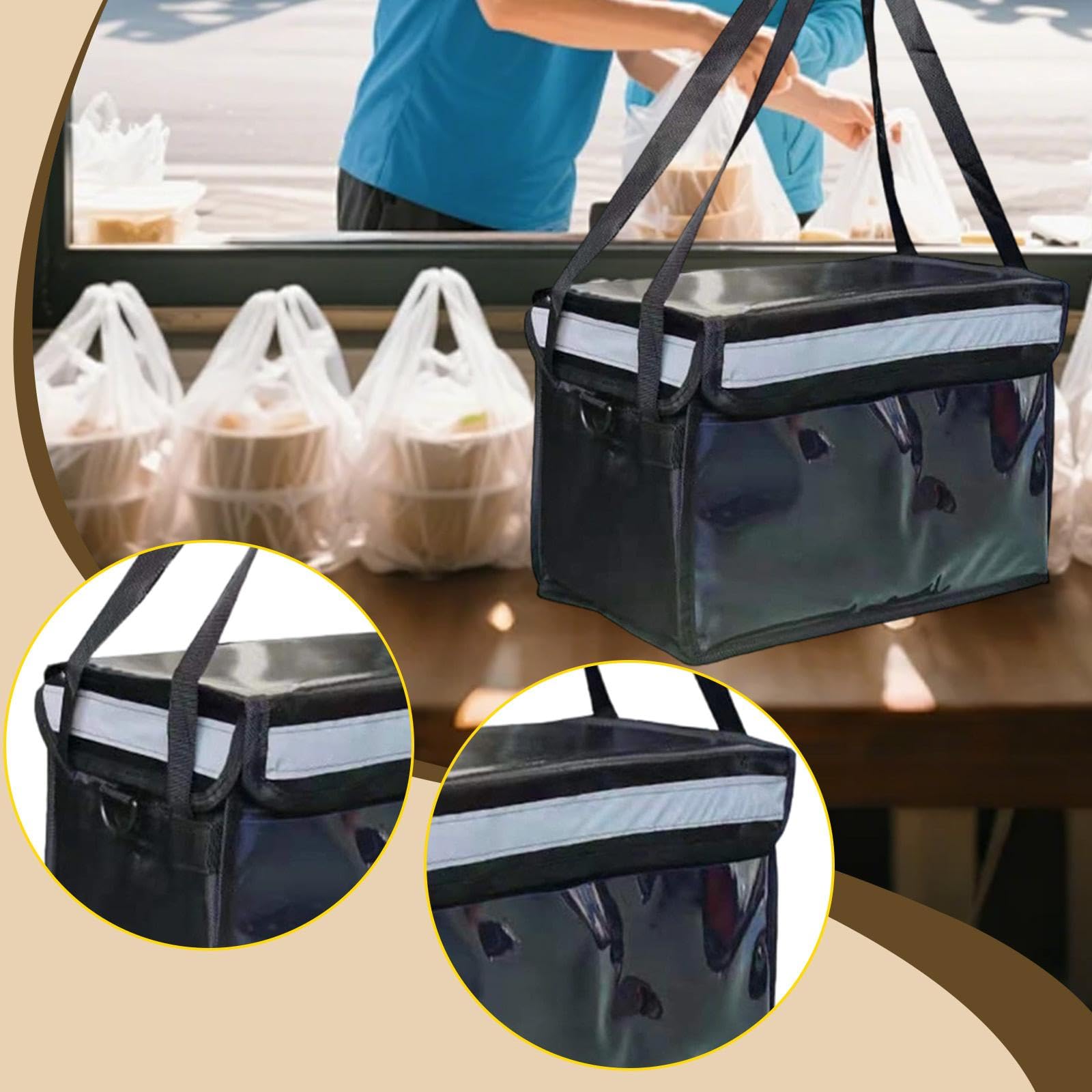 perfk Borsa termica per la consegna di cibo con supporto inferiore, multiuso, robusta, professionale, borsa termica per, per catering