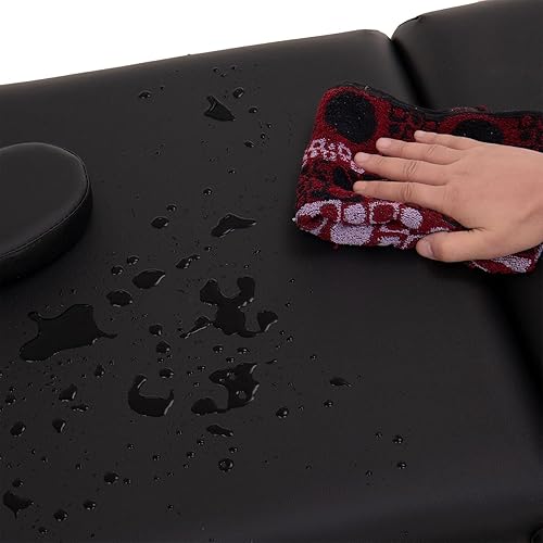 Miniatura 4 de Artechworks Mesa de masaje, cama de masaje, patas de madera, mesa de spa para belleza, tatuaje, sin bolsa (negro, 2 plegables sin bolsa)