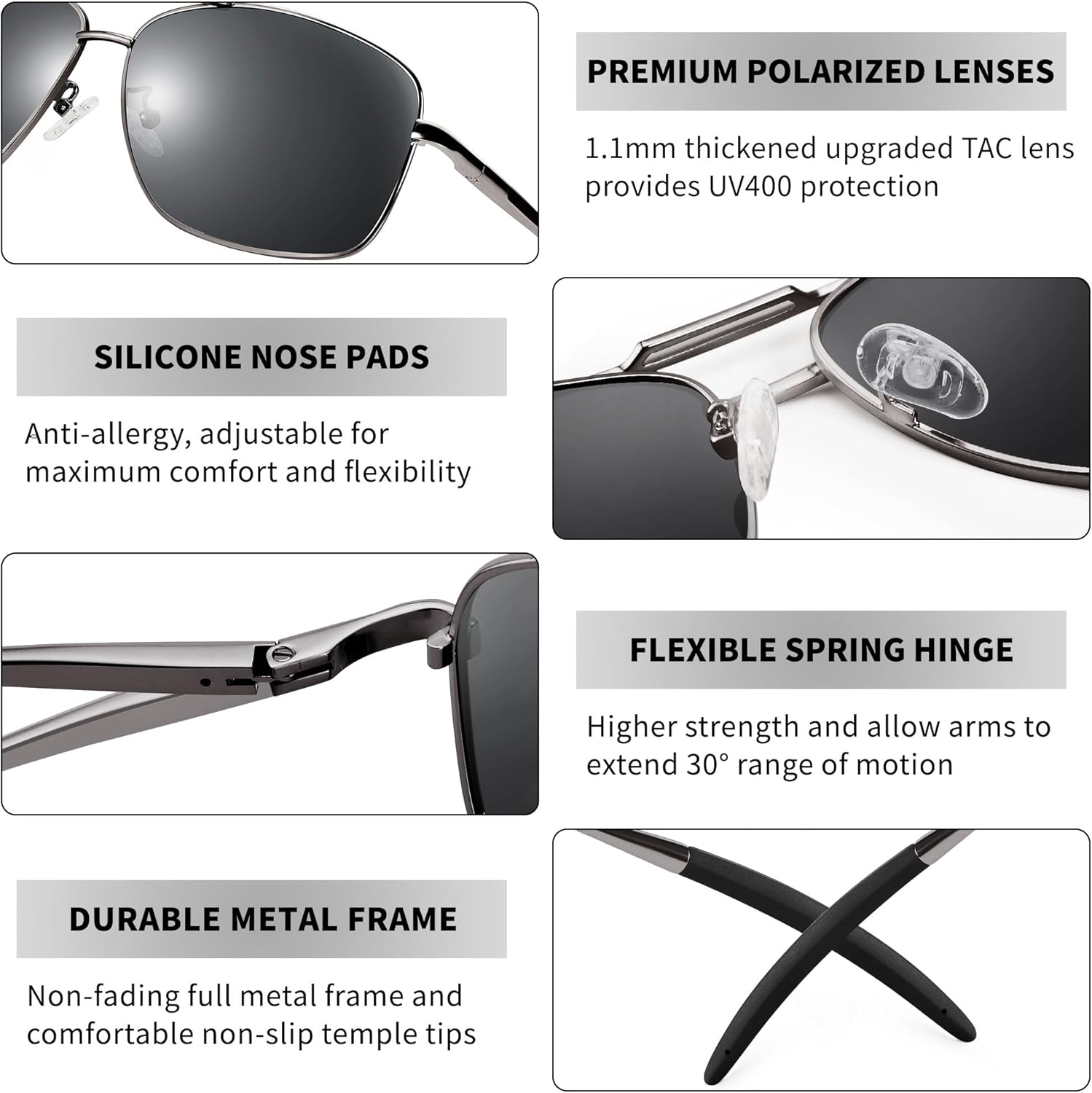 URUMQI Polarized Aviator Sunglasses for Men Women,UV400 Protection Lens, Ultra Lightweight Pilot Sun Glasses for Driving Golf - Image 5