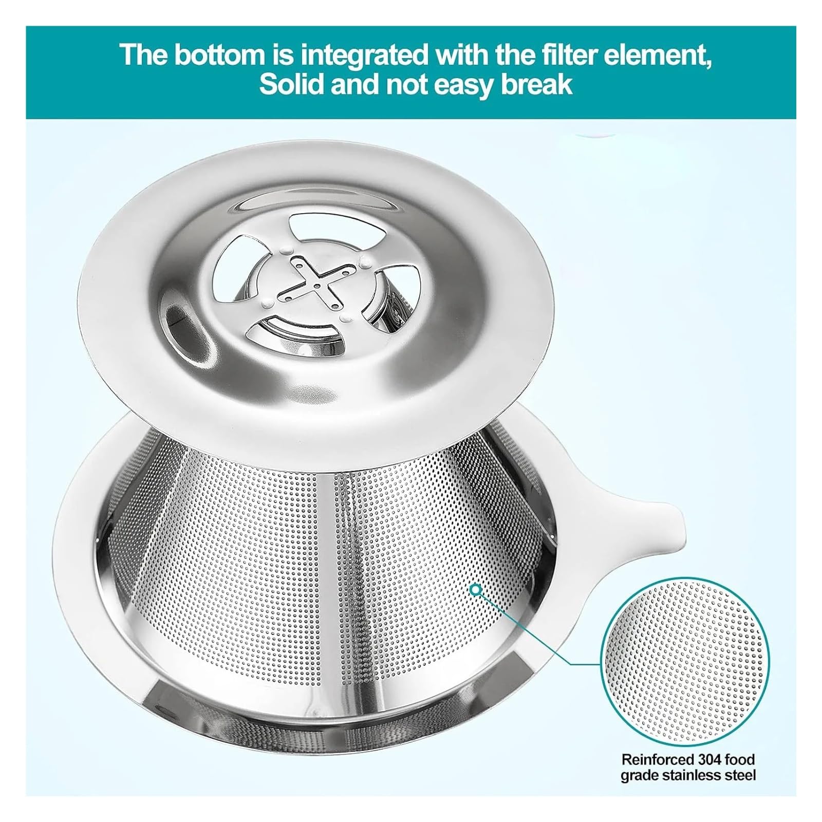 Filtre goutte-à-goutte à café réutilisable, ensemble de 3 pièces, entonnoir for en acier inoxydable for brassage d'une seule tasse