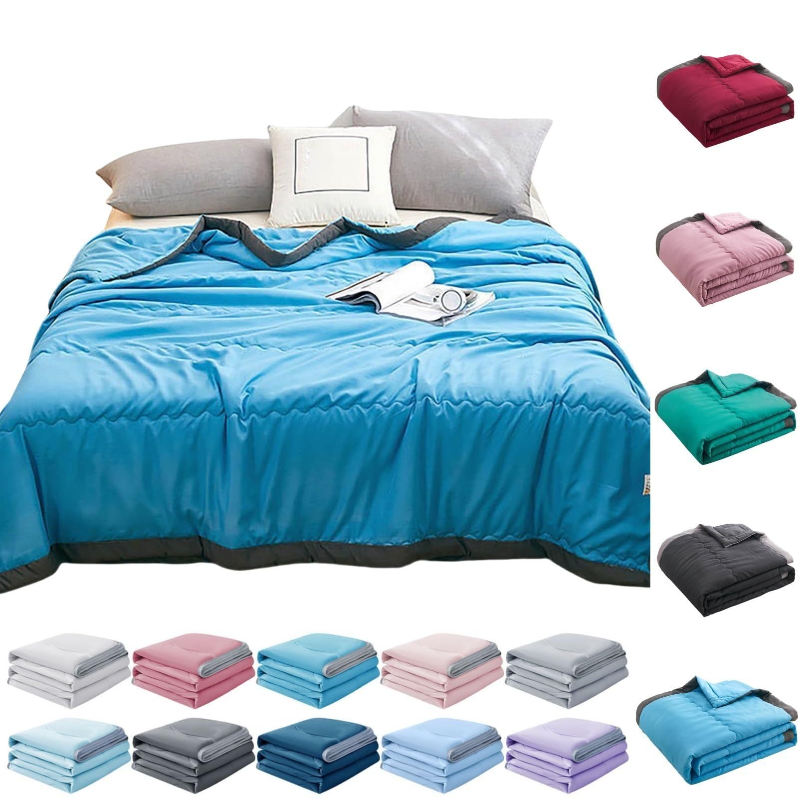 Ice Cooling Blanket for Night Sweats UK, Summer Cooling Blankets King Size Double Bed Adult Single Skin Friendly Plain Bed Blanket Cooler Quilt for Hot Sleepers Sweats All-Season Lightweight Throws