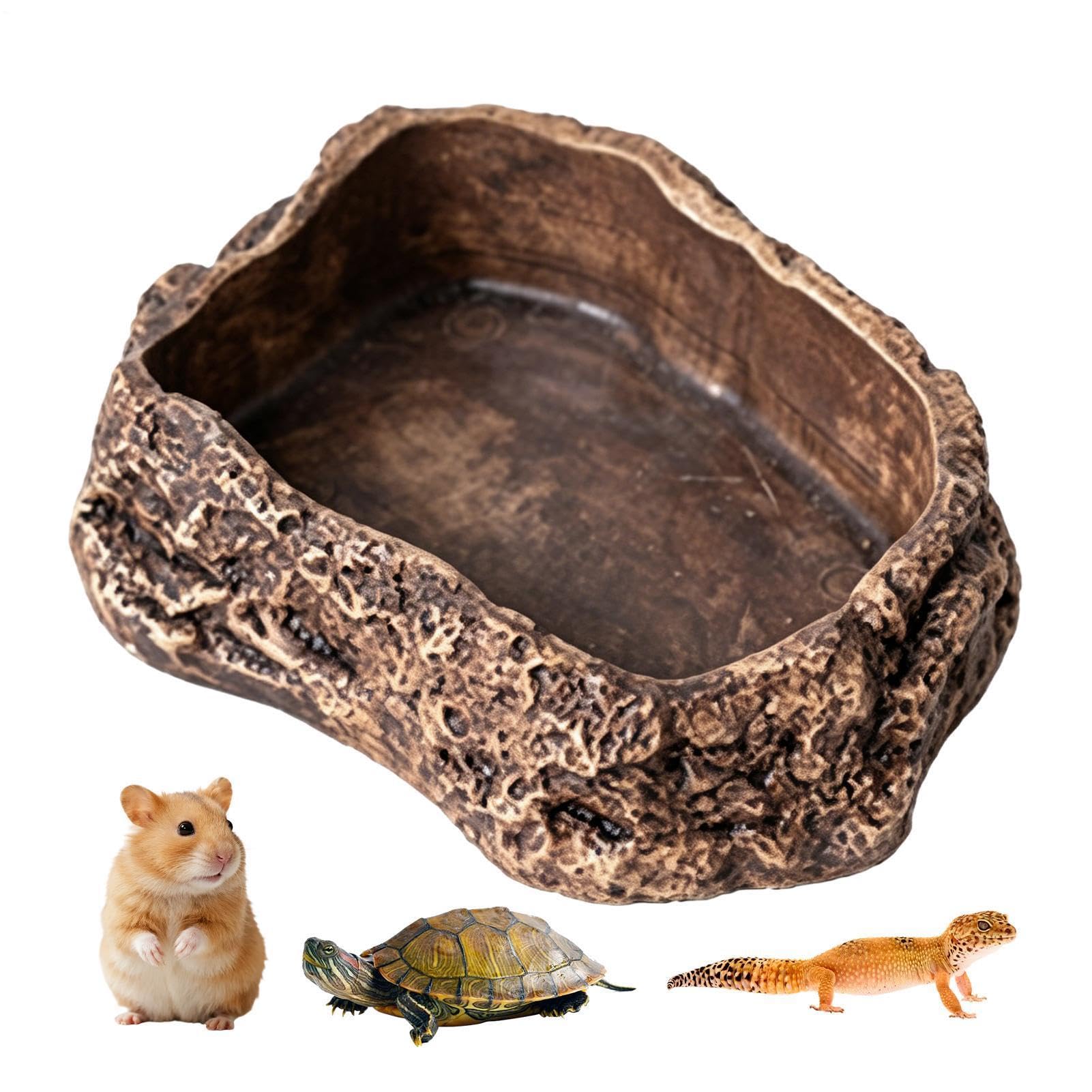 Comedero de roca para reptiles mini plato antivuelco para geckos y anfibios